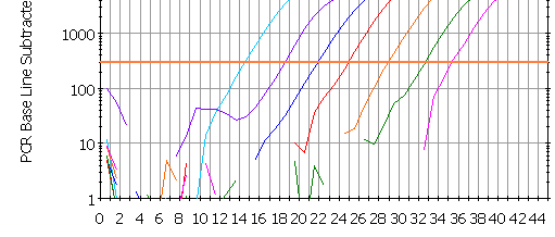 standardní křivku threshold templát: 10x ředění buď přímo cdna,