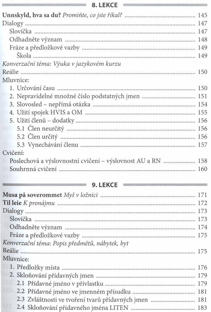 и 8. LEKCE - - mi пиит... U n n s k y ld, h v a s a d u? P rom iňte, co js te říka l?... 145 D ia lo g y... 147 Slovíčka... 147 O d h a d n ě te v ý z n a m... 148 F ráze a p řed lo žk o v é v a z b y.