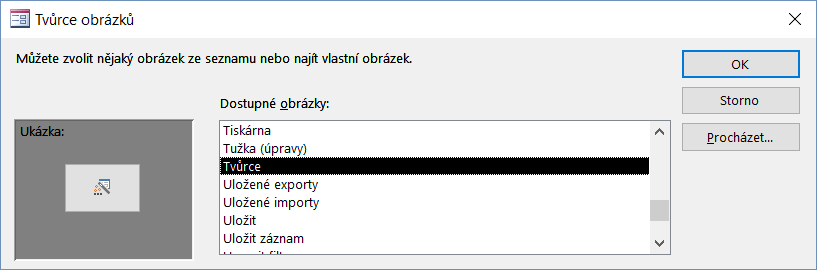 8 Moduly 172 OBR. 8-10: DIALOGOVÉ OKNO TVŮRCE OBRÁZKU Tlačítko s obrázkem Výpočet ve větě V okně vybereme z řady dostupných obrázků Tvůrce. V levé části vidíme náhled vybraného obrázku.