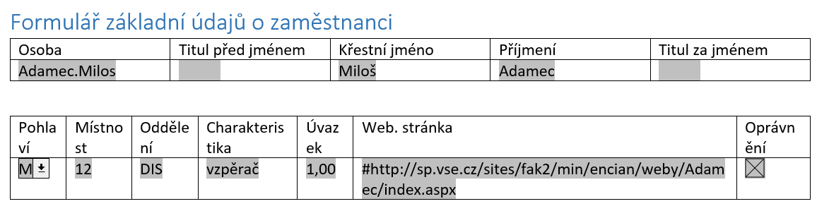 9 Externí data 187 Zámek dokumentu Enc-09-02.docx Enc-09-02a.docx V dialogovém okně můžeme: upravit velikost políčka, nastavit výchozí stav.