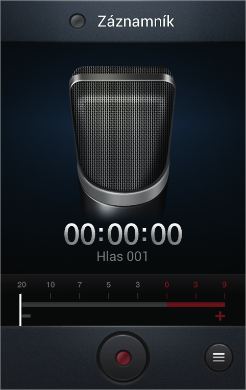 Nástroje Záznam hlasových poznámek Klepnutím na položku spustíte nahrávání. Mluvte do mikrofonu v dolní části zařízení. Klepnutím na položku nahrávání pozastavíte.