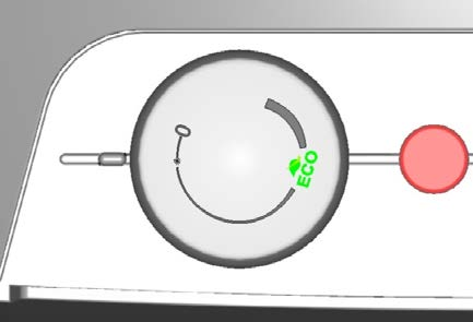 3.1.2 NASTAVENIE TEPLOTY Teplota vody sa nastavuje otočením gombíka termostatu. Požadovaný symbol sa nastaví proti pevnému bodu na ovládacom panely (Obrázok 18). spodná hranica tep.