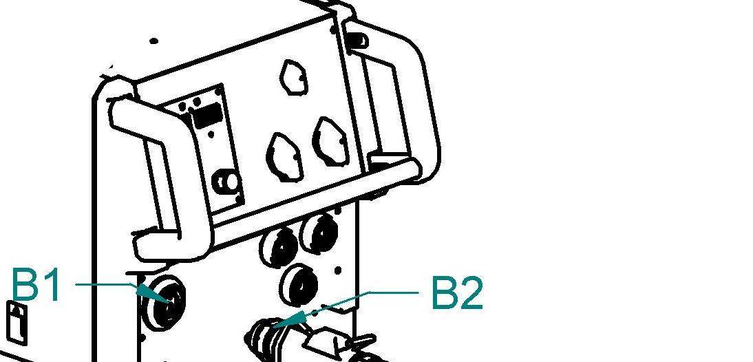 - 20 - Přišroubujte centrální koncovku hořáku B2 ke konektoru na stroji B1, u strojů s kapalinovým chlazením zapojte červenou B6 a modrou B7 hadičku pro chladící kapalinu do konektorů B4 a B5 na