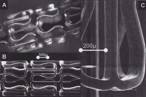 Obr.3. Stent vyrobený ze slitiny WE43 (MgY4RE3) firmou Biotronik [2]. Fig.3. Stent of WE43 alloy (MgY4RE3) produced by Biotronic [2].