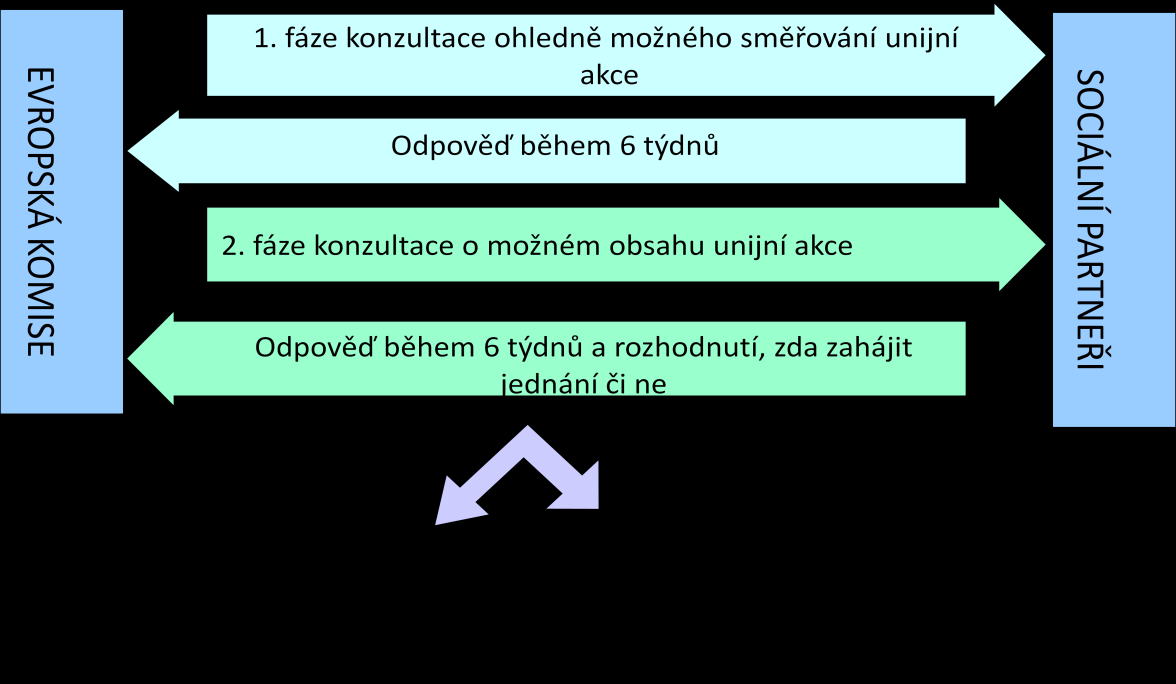 V případě, že sociální partneři o dané akci jednají, mají na uzavření dohody 9 měsíců.