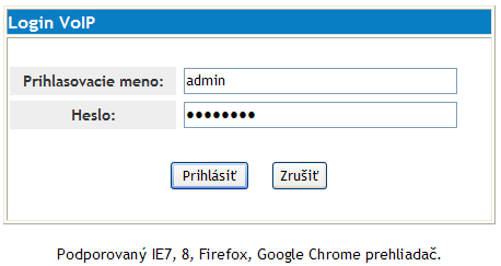 OPTIK Zadanie mena a hesla využitím WEB rozhrania Upozornenie: Pred konfiguráciou IP brány cez WEB rozhranie zapojte váš počítač do zariadenia, kde ste zapojili aj vašu IP bránu alebo do portu LAN na