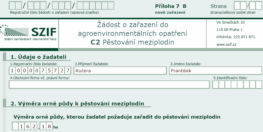 5 Deklarace půdních bloků pro opatření Pěstování meziplodin S opatřením Pěstování meziplodin nelze přejít z programu HRDP do programu EAFRD.