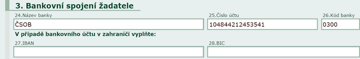 zahraničí údaje IBAN a BIC.