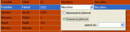 5 Možnost naplánovat vybranému pracovníkovi nebo pokud použiji Ctrl + myš více pracovníkům Novou nebo jinou platnost akce, či