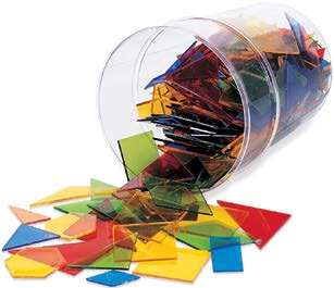 Tangramy v zářivých barvách Obsahuje 210 částí: 30 plastových tangramů v 6 různých