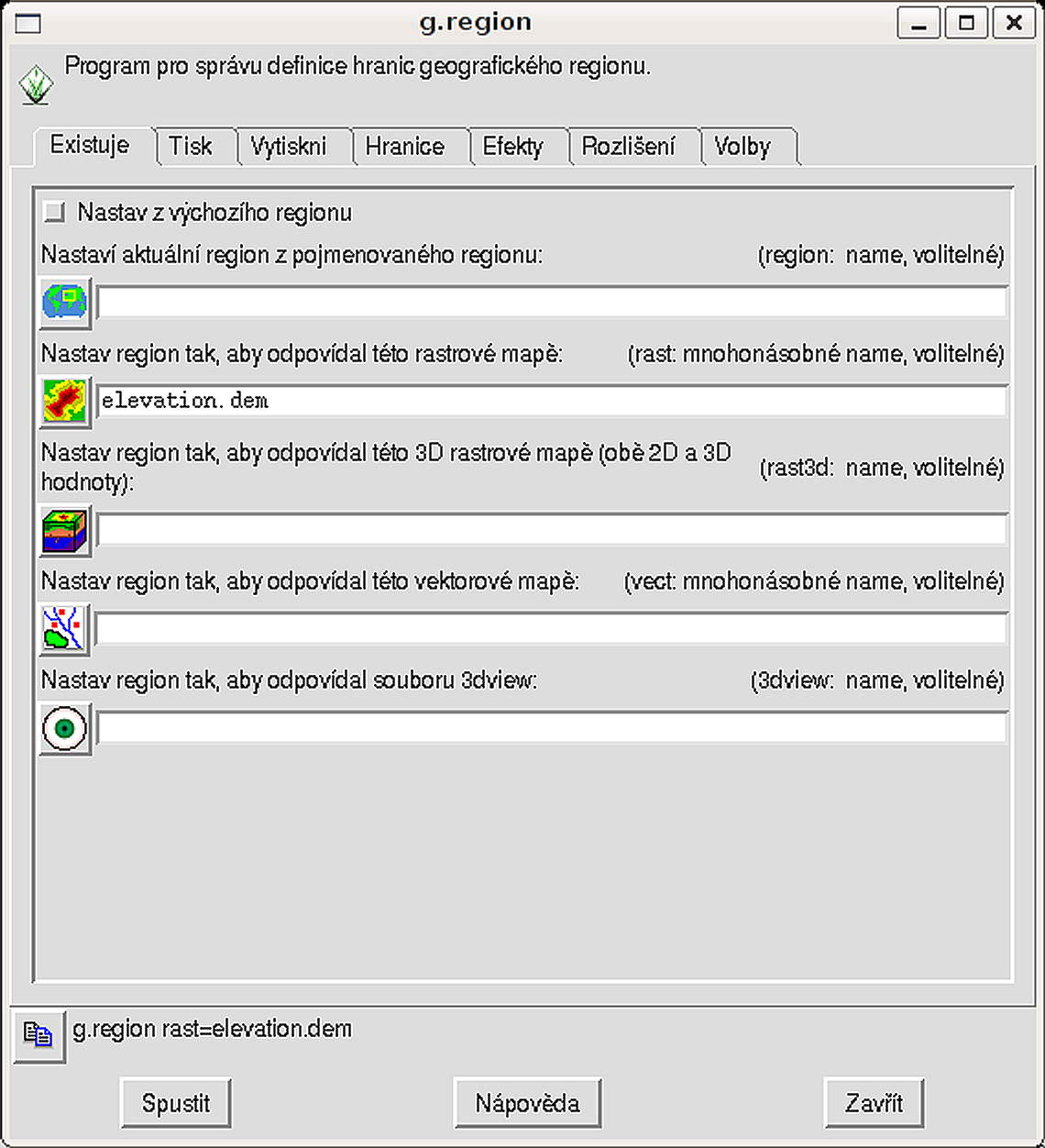 GRASS Region GUI Grafické