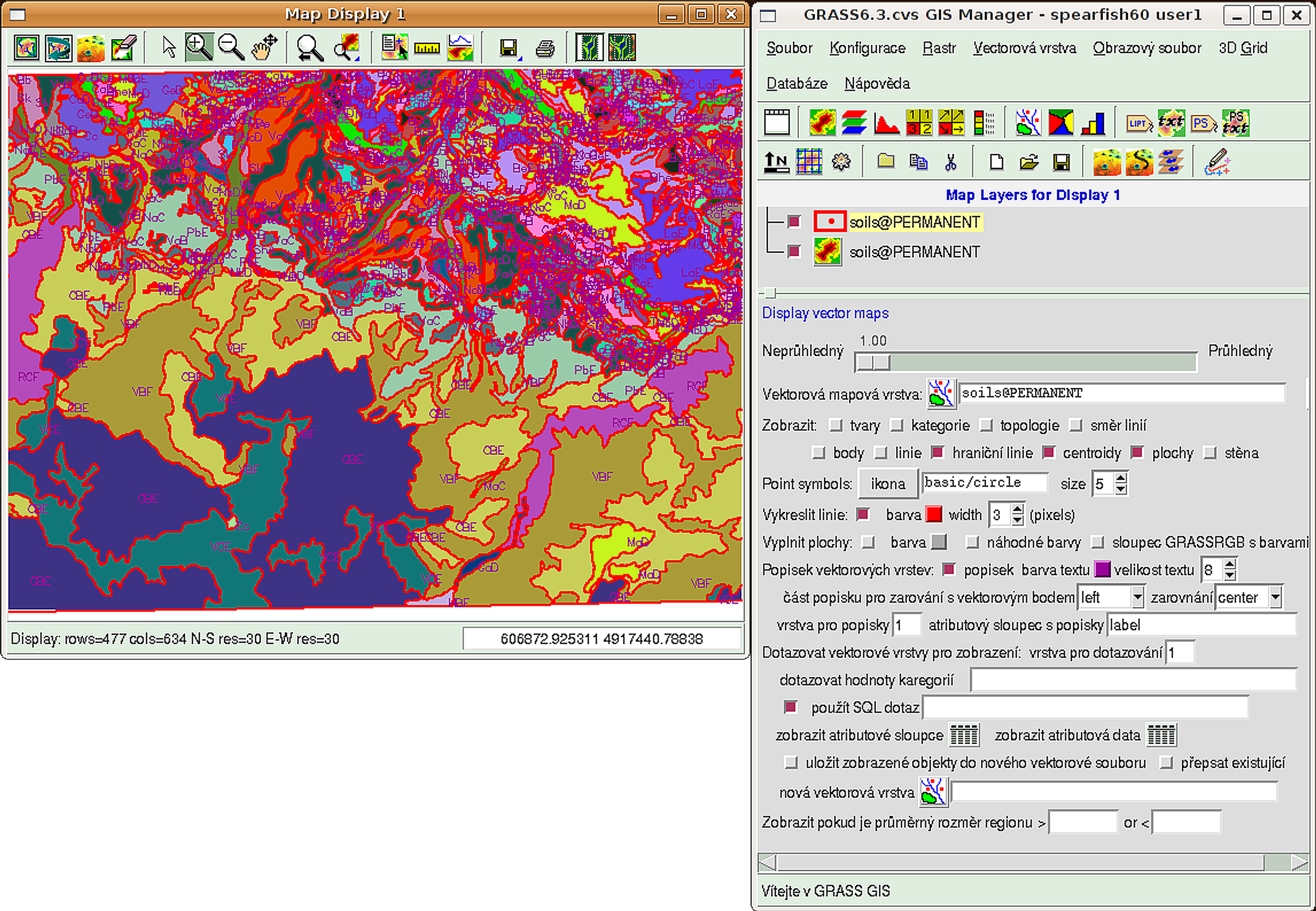 Zobrazen ı vektorov ych map Zobrazen ı pouze hranic p udn ıch typ