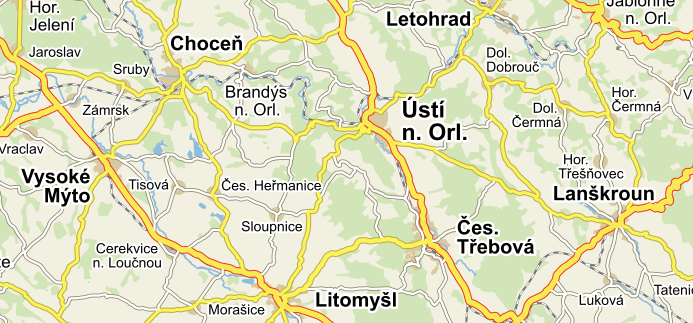 Silniční doprava: Ústí nad Orlicí leží na křižovatce silnic I/14, II/360 a II/315, jejichž prostřednictvím je město napojeno na hlavní silniční síť.