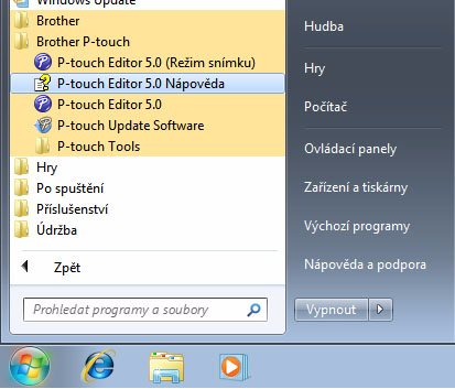 34 7 Spuštění nápovědy P-touch Editor Tato část vysvětluje, jak spustit nápovědu programu P-touch Editor