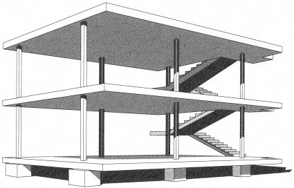 umístitelné. Příkladem takové variability je projekt Dom-Ino se skeletovou konstrukcí, který byl navržen v letech 1914-15.