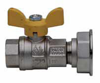 Guľový kohút pripojenie plynomer TURBO PRESS GAS Plnoprietokový guľový kohút, so žltou hliníkovou T - rukoväťou.