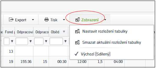 Zobrazení Funkce Zobrazení K dispozici je automaticky Výchozí (sdílený) Mezi jednotlivými zobrazeními je a kdykoliv ového zobrazení postup 1. Zobrazení. Obr.