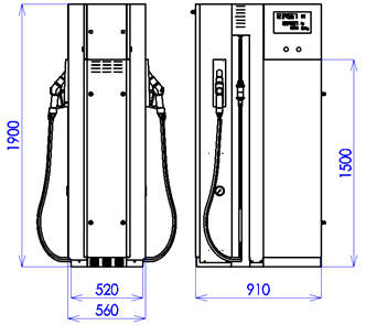 OER /CNG jednostranný stojan pravý se standardním výkonem do 30 kg/min.