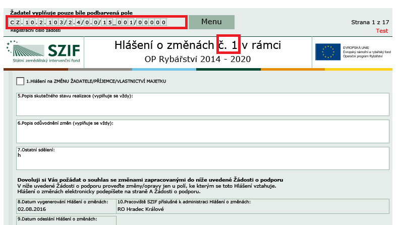 5: Stav generování Do tohoto staženého Hlášení příjemce provede všechny změny, které chce provést.