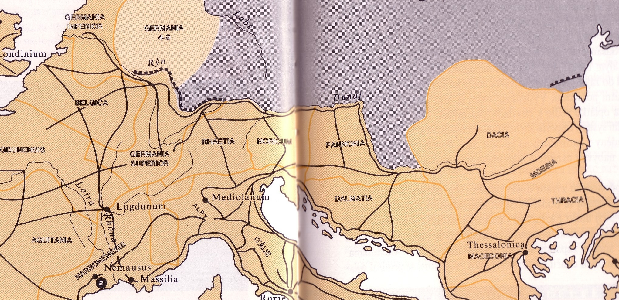ŘÍMSKÝ LIMIT A PROVINICIE provincie = Římany obsazené území Limes romanus = římský limit, hranice římské