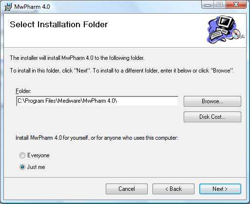 1.1 Instalace programu Program MwPharm 4.0 je kompatibilní s operačními systémy Windows 2000, Windows XP, Windows Vista, x64. Ke stažení je na internetové adrese http://www.mediware.nl/mwpharm.