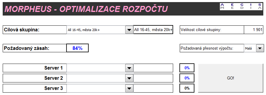 OPTIMALIZACE ROZPOČTU Je zadán požadovaný celkový zásah kampaně.