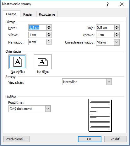 Poznamenávam, že formát strany