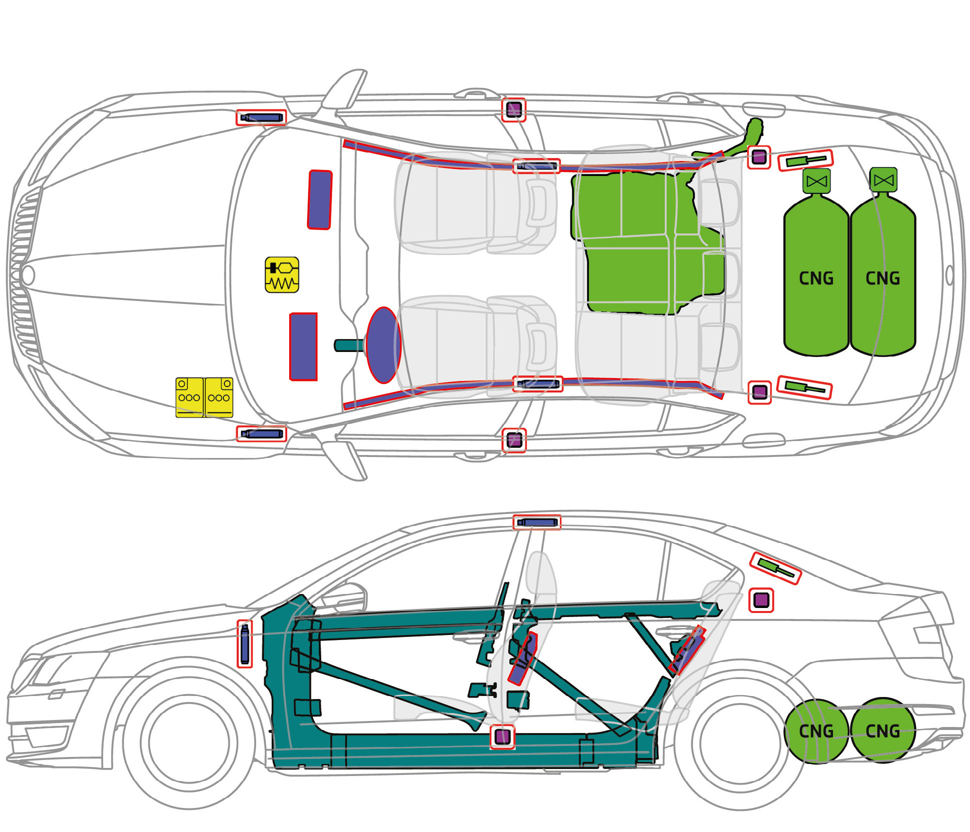 ŠKODA Octavia III CNG (od 2014) Řidicí jednotka Akumulátor Plynový