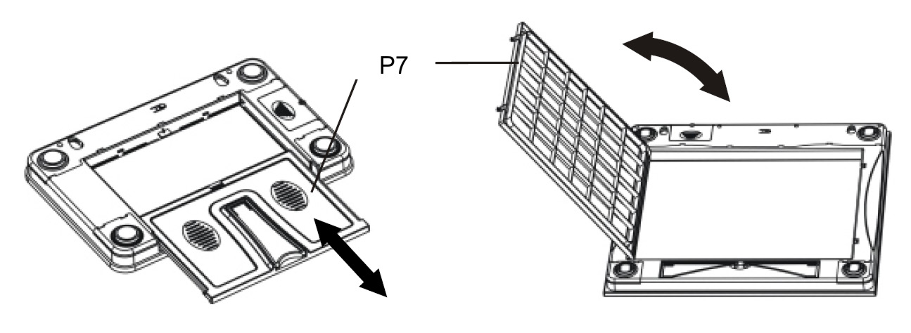 ENG TO REPLACE PHOTO Open photo frame cover (P7) on back of scale for replacement. Take following pictures for reference.