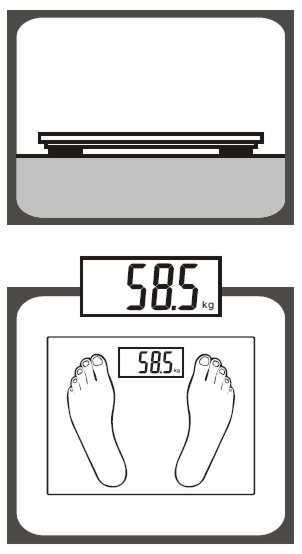 ENG TO OPERATE Put the scale on a hard and flat surface (avoid carpet or soft surface). Gently step on the scale, then the scale will be automatically turned on.