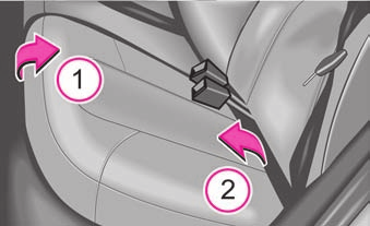Sedadla a odkládací prostory 59 Zadní sedadla Sklopení zadních sedadel Sedák povytáhněte ve směru šipky A1 obr. 53 ave směru šipky A2 jej vyklopte dopředu.