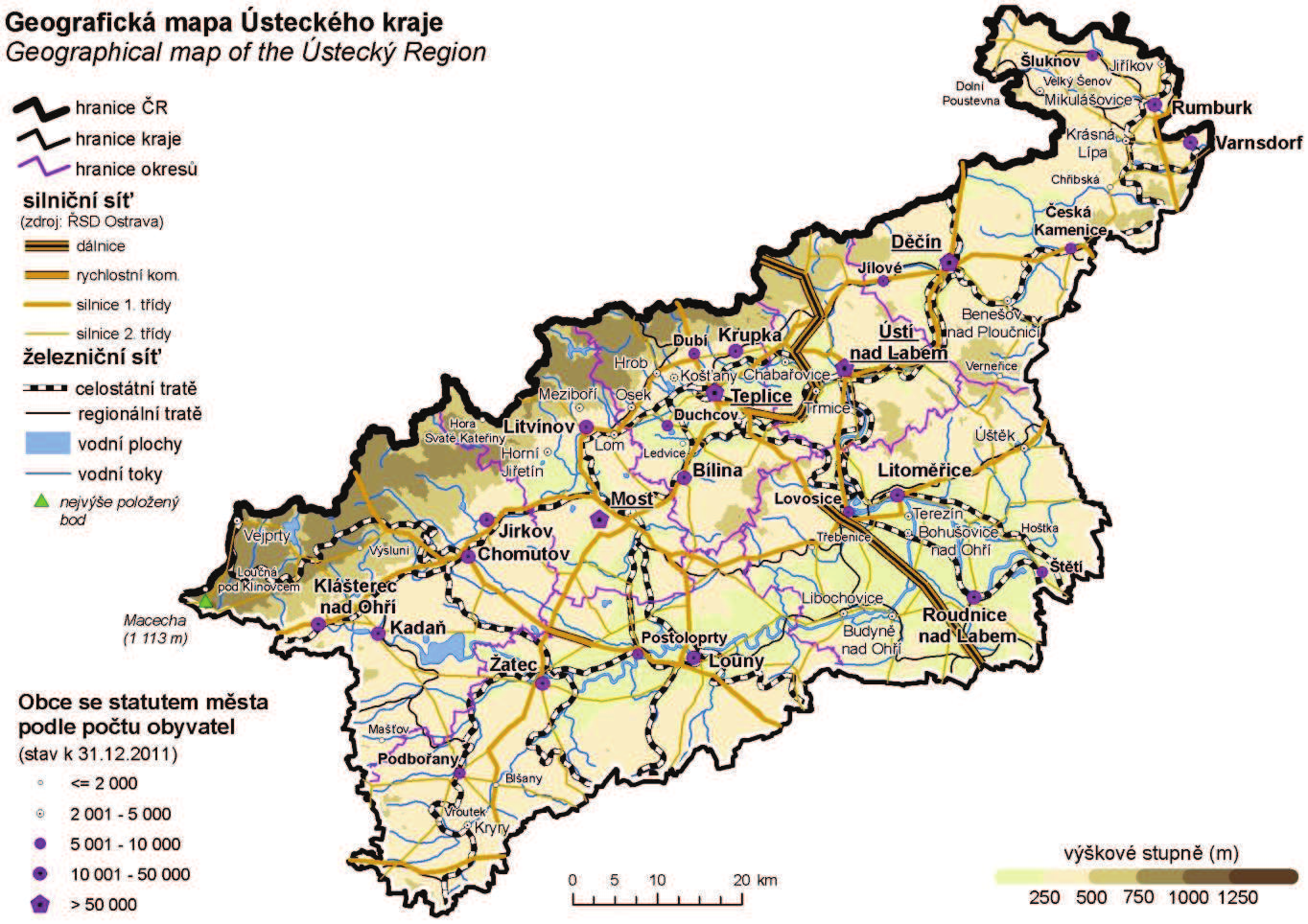 Obrázek 5: Geografická mapa Ústeckého kraje Zdroj: ČSÚ (http://www.czso.cz/csu/2012edicniplan.nsf/t/d0003fd85c/$file/42101112mg.jpg) B.