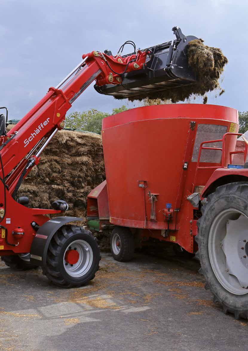 Schäffer 6680T zcela nové měřítko výkonu Se svou pohotovostní hmotností od 5,6 t do 6,3 t je nakladač 6680T nejmenším nakladačem profesionální třídy.