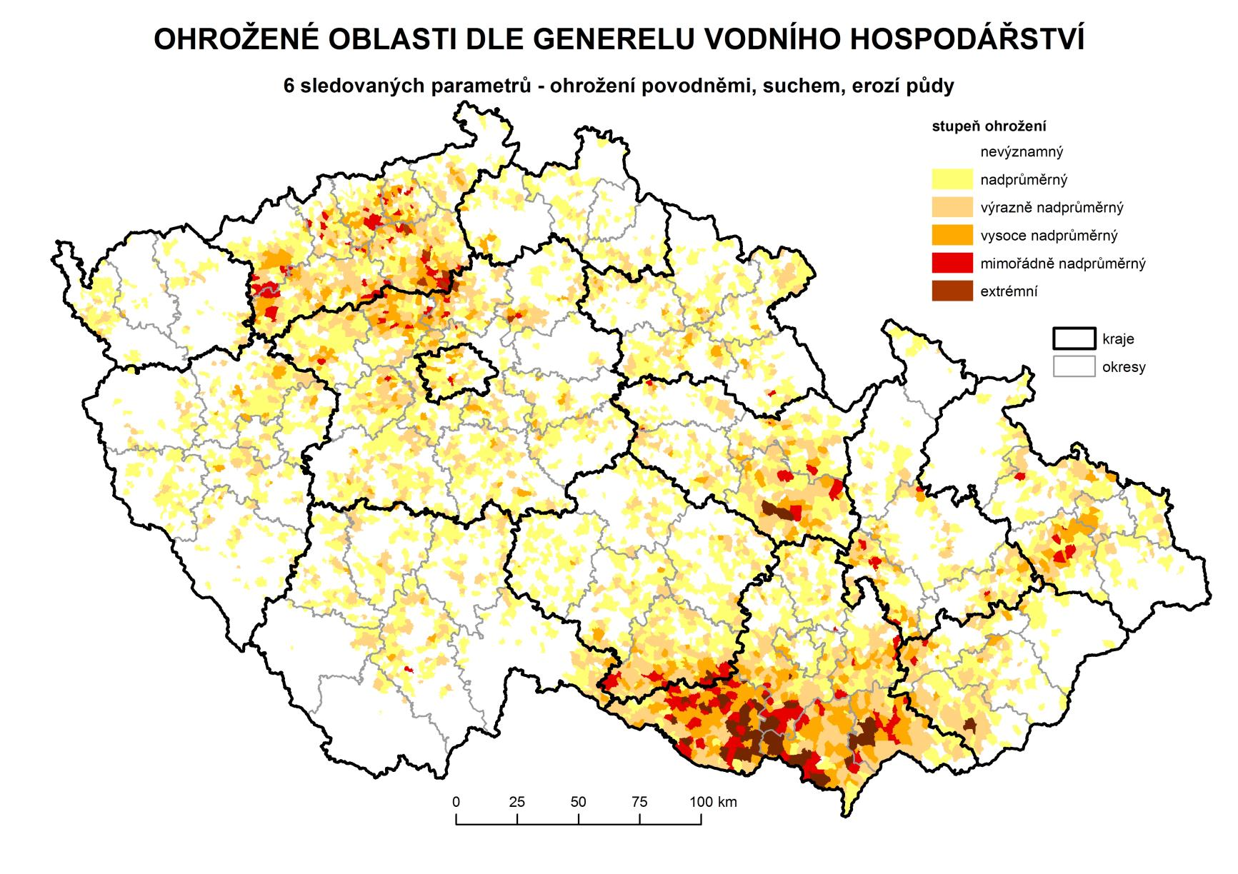 MULTIKRITERIÁLNÍ ANALÝZA - VÝSLEDKY Až 3,7 % plochy ZPF lze považovat za mimořádně ohrožené, až 8,0 %