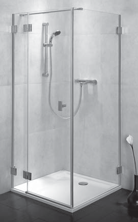 Sprchovacie kúty NIVEN Dodávaný s povrchom Pevná bočná stena 80 cm, 90 cm a 100 cm na kombinácie s krídlovými dverami NIVEN FDSF SPRCHOVACIE KÚTY UPOZORNENIE: Stabilizačný profil, upevňujúci sklenenú