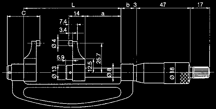 mm - mìøicího bubínku 18mm - stupnice na bubínku a pouzdøe matnovì chromována