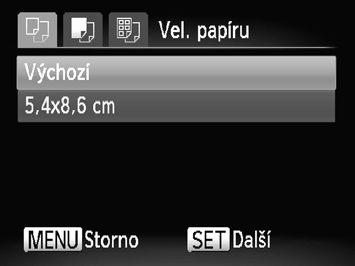 Tisk snímků Výběr velikosti a rozložení pro tisk Vyberte položku [Nast. papíru]. Podle pokynů v krocích 1 2 na str.