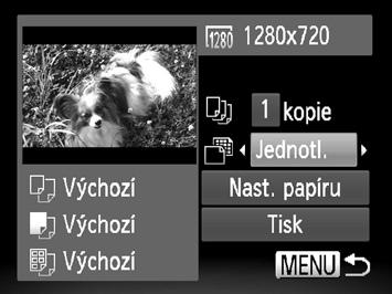 Tisk snímků Tisk filmů Připojte fotoaparát k tiskárně. Podle pokynů v krocích 1 5 na str. 132 vyberte film. Stisknutím tlačítek qr vyberte možnost 2 a stisknutím tlačítka m zobrazte obrazovku vlevo.