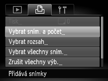 Výběr snímků pro tisk (DPOF) Některé tiskárny nebo fotolaboratoře nemusí být schopny reagovat na všechna specifická nastavení tisku.