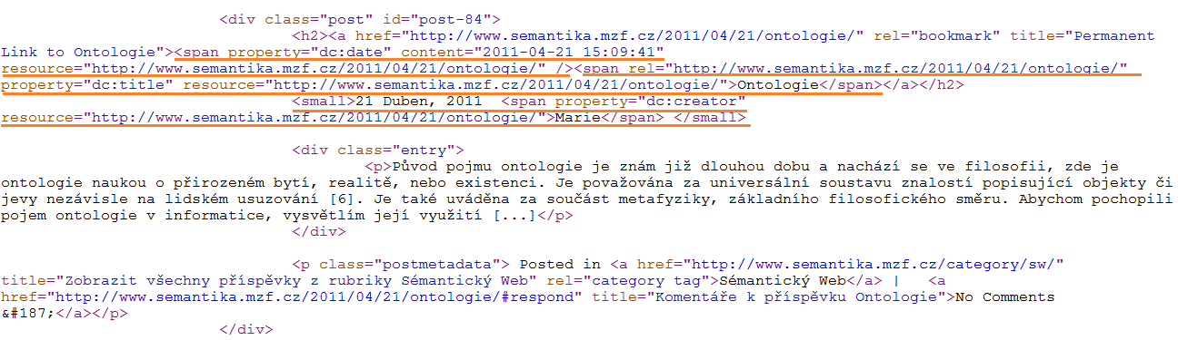 dostačující. Důleţité jsou na obrázku 6.5 podtrţené řádky, které byly pomocí pluginu generovány.