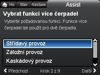 8.8.3 "Nastavení více čerpadel" Řídicí čerpadlo identifikujte podle typového štítku. Viz obr. 52. Navigace "Home" > "Assist" > "Nastavení více čerpadel" 1.