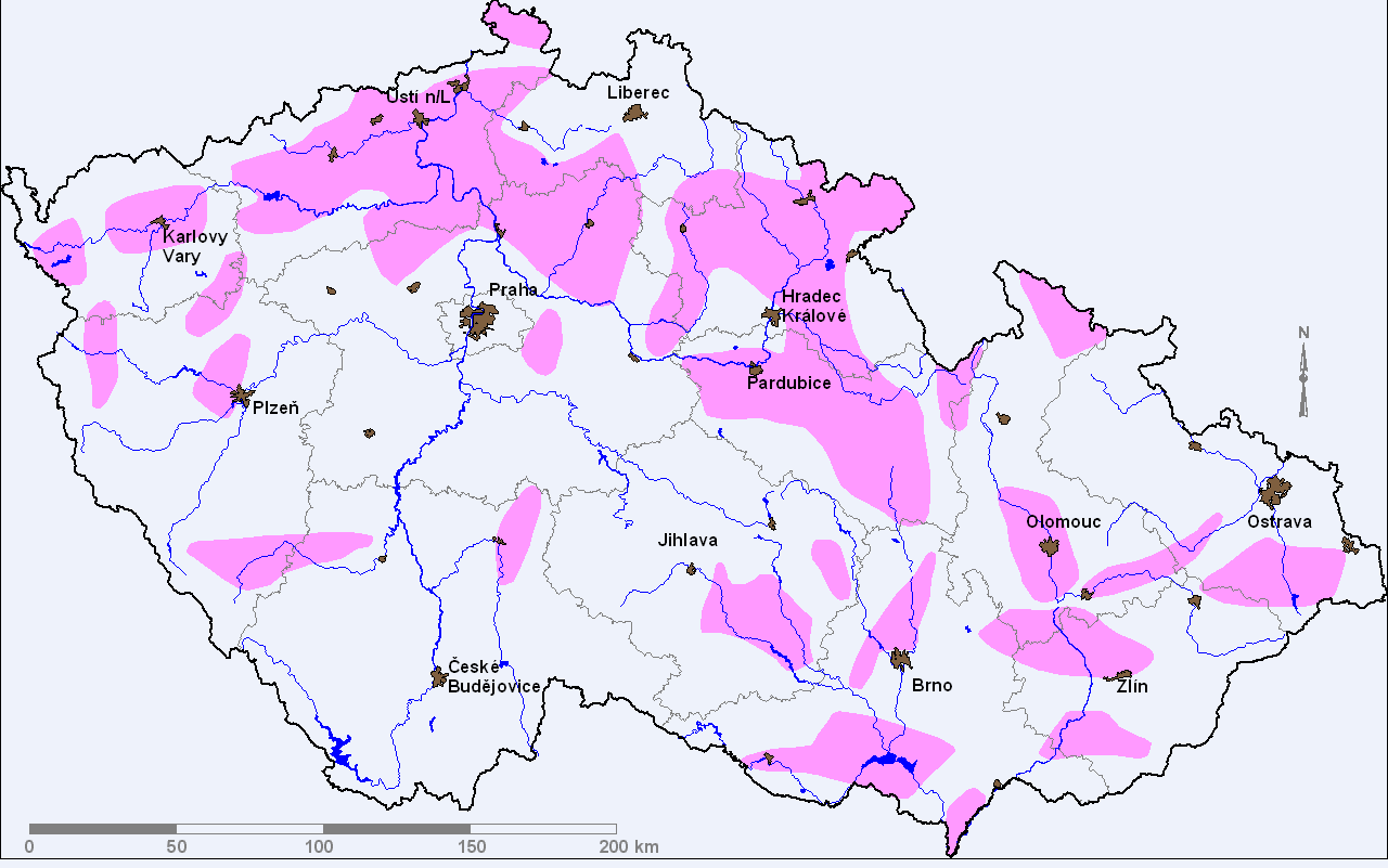 Mapa lokalit vhodných pro