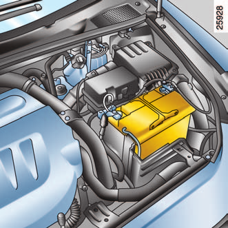 AKUMULÁTOR A Výmìna akumulátoru ProtoŞe je provedení tohoto úkonu sloşité, doporuèujeme Vám obrátit se na svého zástupce RENAULT.