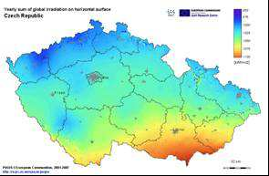 Sumy globálního záření Photovoltaic Geographical Information System (PVGIS) Roční suma