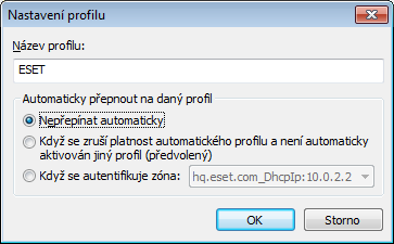 Profily si vytváří podle potřeby uživatel sám a může mezi nimi rychle přepínat, dosáhne tak rychlé změny chování personálního firewallu.