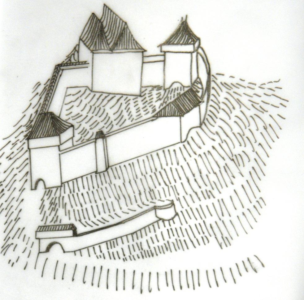 Obr. 34, 35: nahoře: plán třetí stavební fáze hradu.