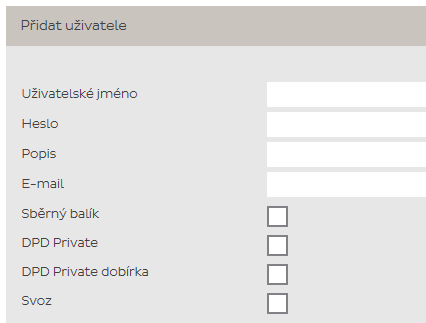 3.2 Uživatelé Hlavní uživatelský účet má právo vytvářet, editovat a deaktivovat další uživatelské účty, které vytvářejí objednávky samostatně.