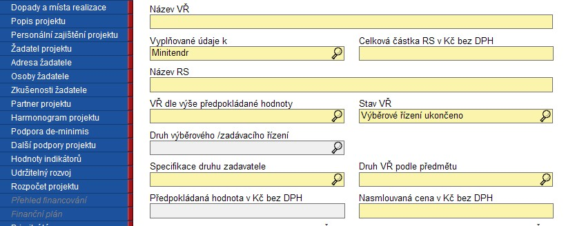 Výběrové řízení s více dodavateli toto pole se vyplňuje automaticky, a to jen v případě, že je k danému ukončenému VŘ přiřazeno více dodavatelů na záložce Dodavatelé pro VŘ.