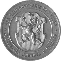 Původní medaili pro Průmyslovou jednotu vytvořil Manfredini s Cossou (Miltner- Neumann 1852, č. 924, Fiala 1888, č. 4860).