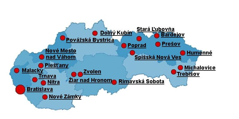 Příloha 6: Mapka účastníků sítě ReDiMed na Slovensku: Převzato